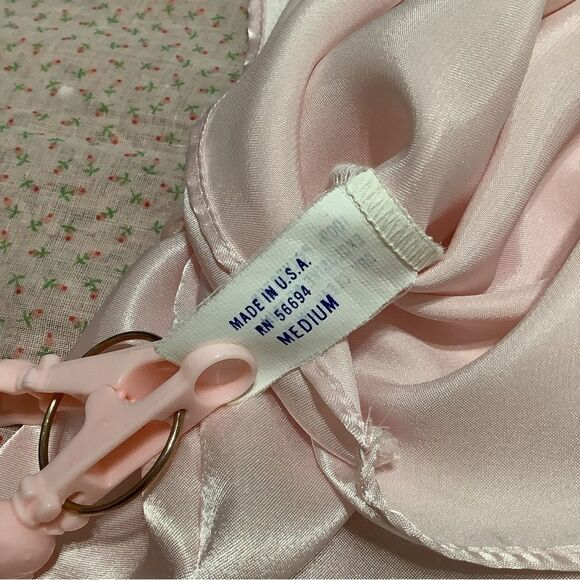 Vintage Princesscore Coquette Romantic Pink Lace Cami and Robe Sleep Set Medium - Picture 8 of 12